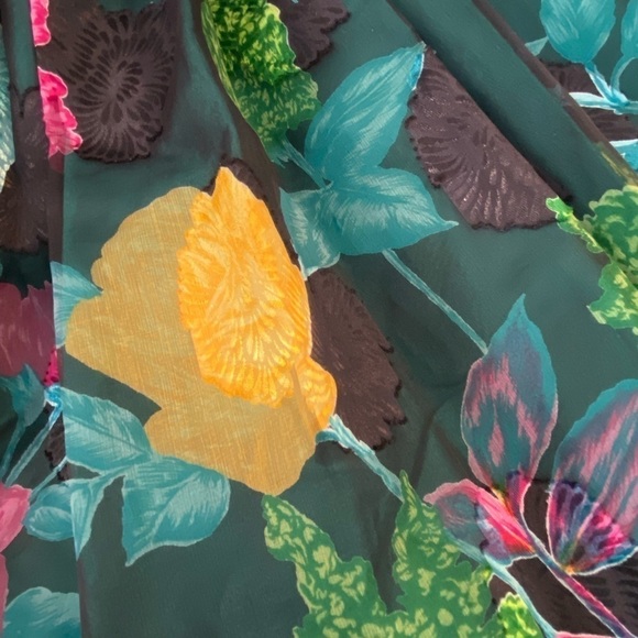 Vintage Lillie Rubin Strapless Green Tulle Floral Flare Dress size XS - Picture 9 of 10